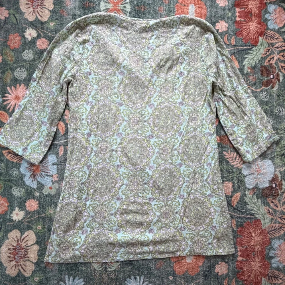 J.‎ Crew Womens Green Purple Paisley Medallion Cotton Tunic Top 12572 SP14 M